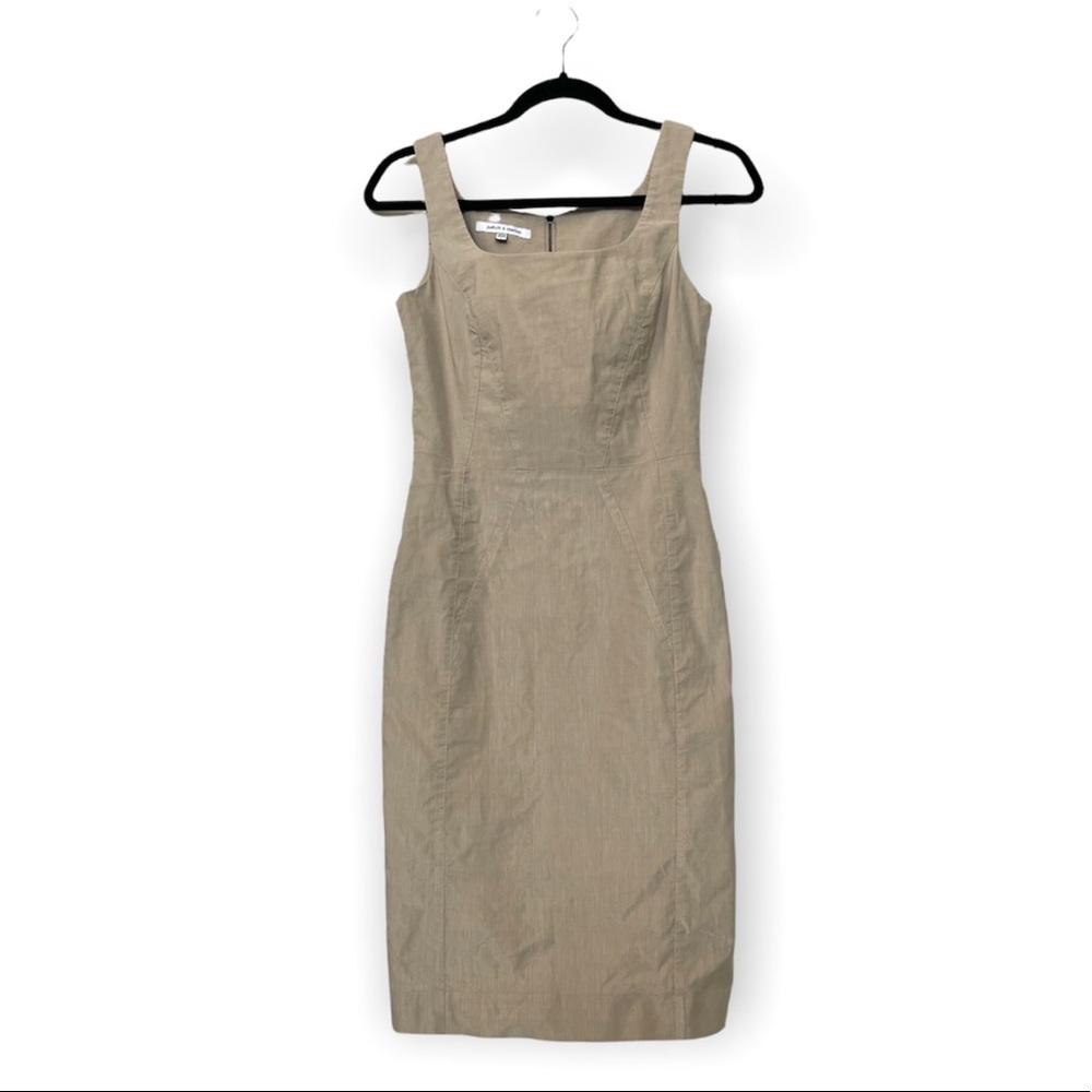 Judith & Charles Tan Zipper Back Sheath Dress Size 4